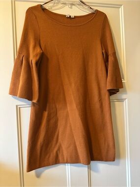 Anthropologie Rust Bell Sleeve Shift Dress